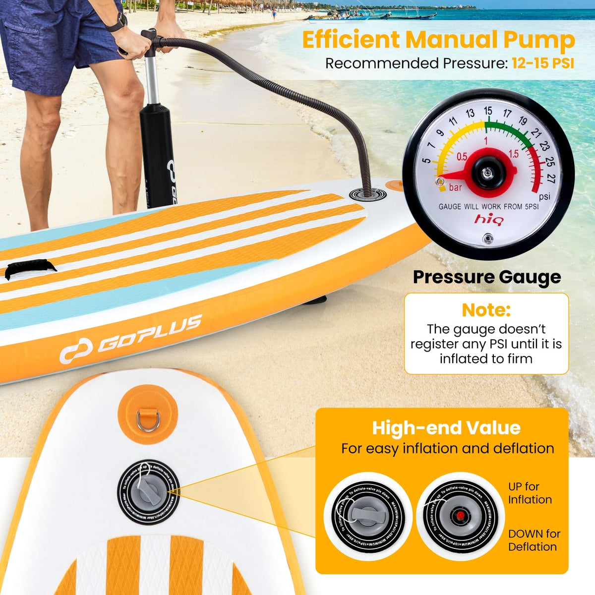 Inflatable Stand up Paddle Board with Adjustable Paddle and 3 Fins for Adults and Youths-S-Surfing-DECOROLALA