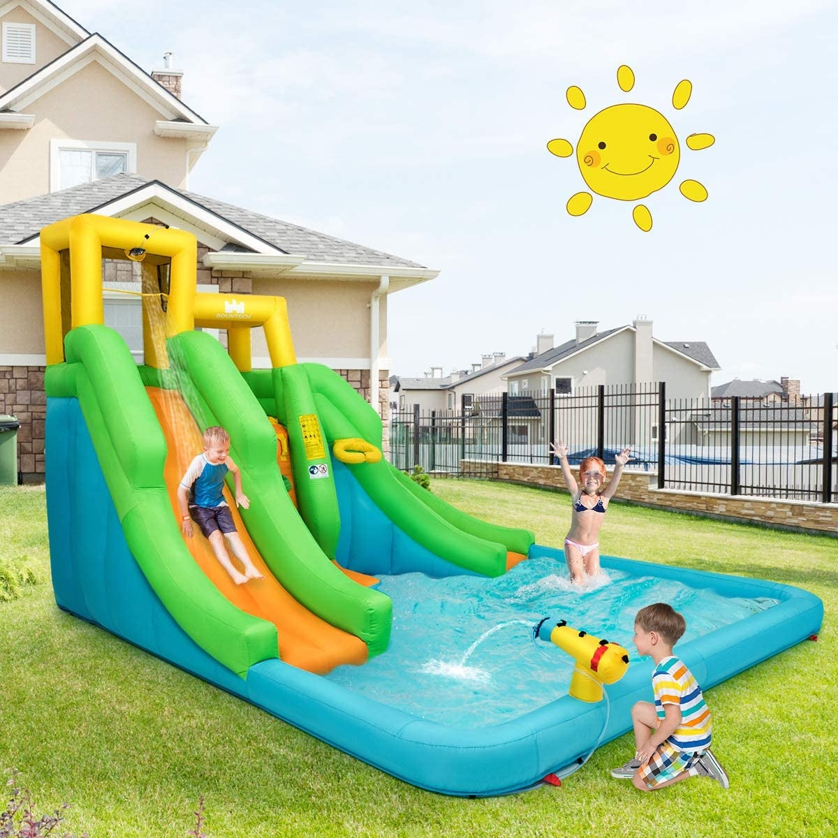 Inflatable Water Park Bounce House with Climbing Wall [Best Seller in the US]