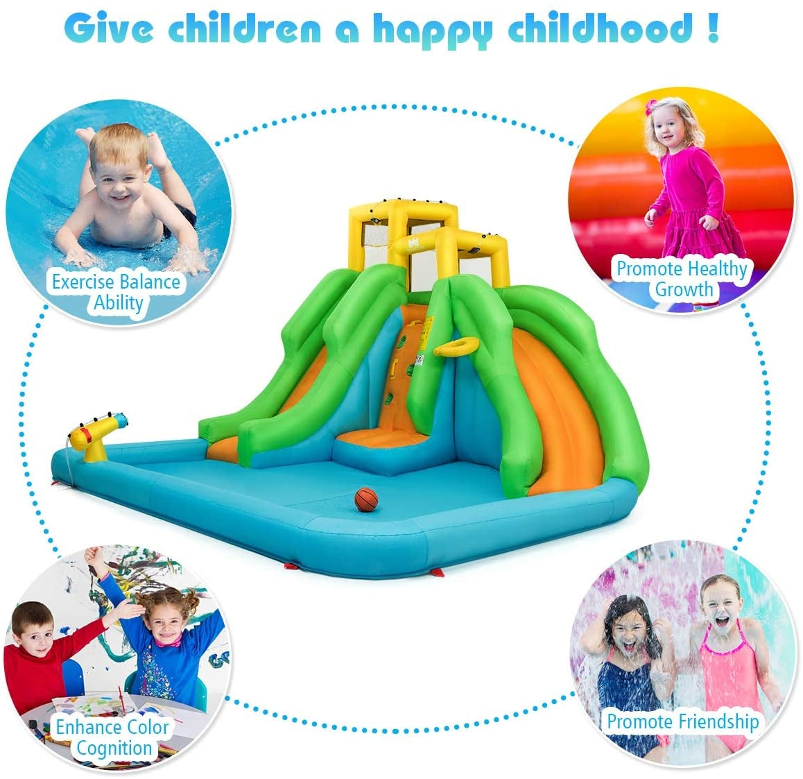 Inflatable Water Park Bounce House with Climbing Wall [Best Seller in the US]