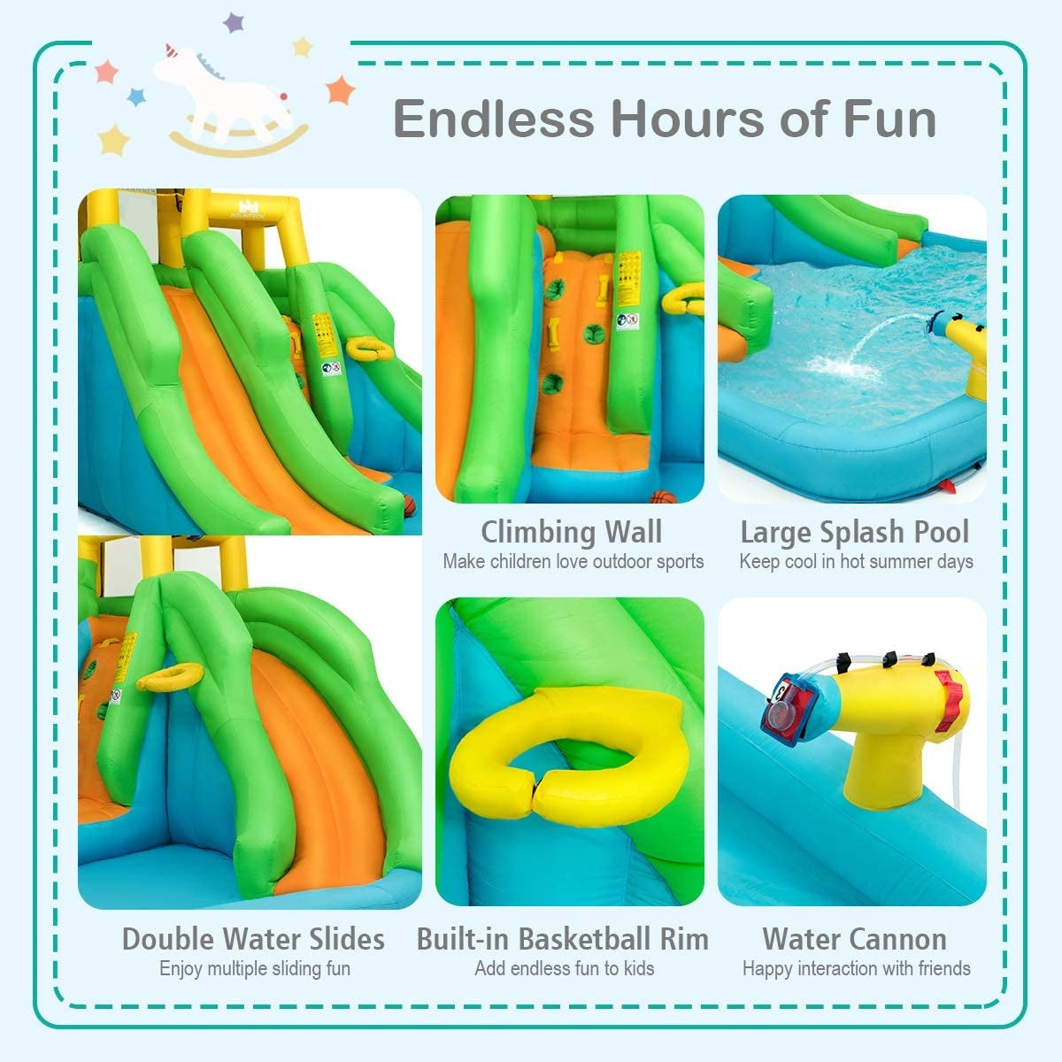 Inflatable Water Park Bounce House with Climbing Wall [Best Seller in the US]