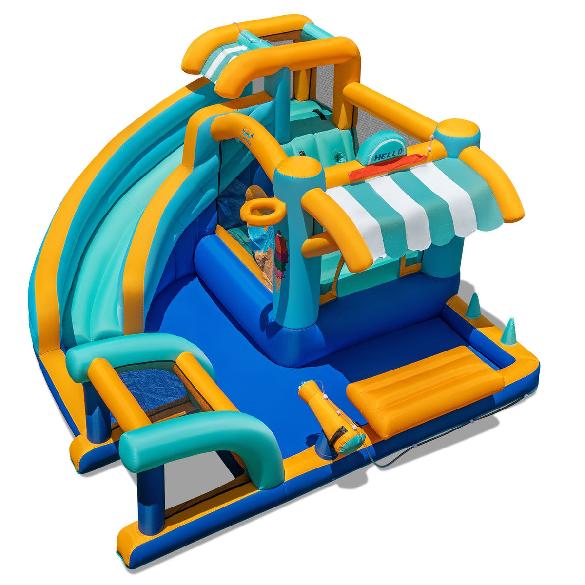 Château gonflable 8-en-1 avec toboggan aquatique et soufflerie de 735 W