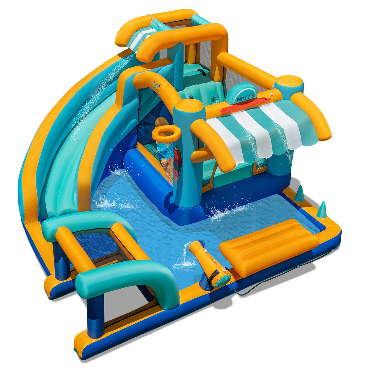 Château gonflable 8-en-1 avec toboggan aquatique et soufflerie de 735 W