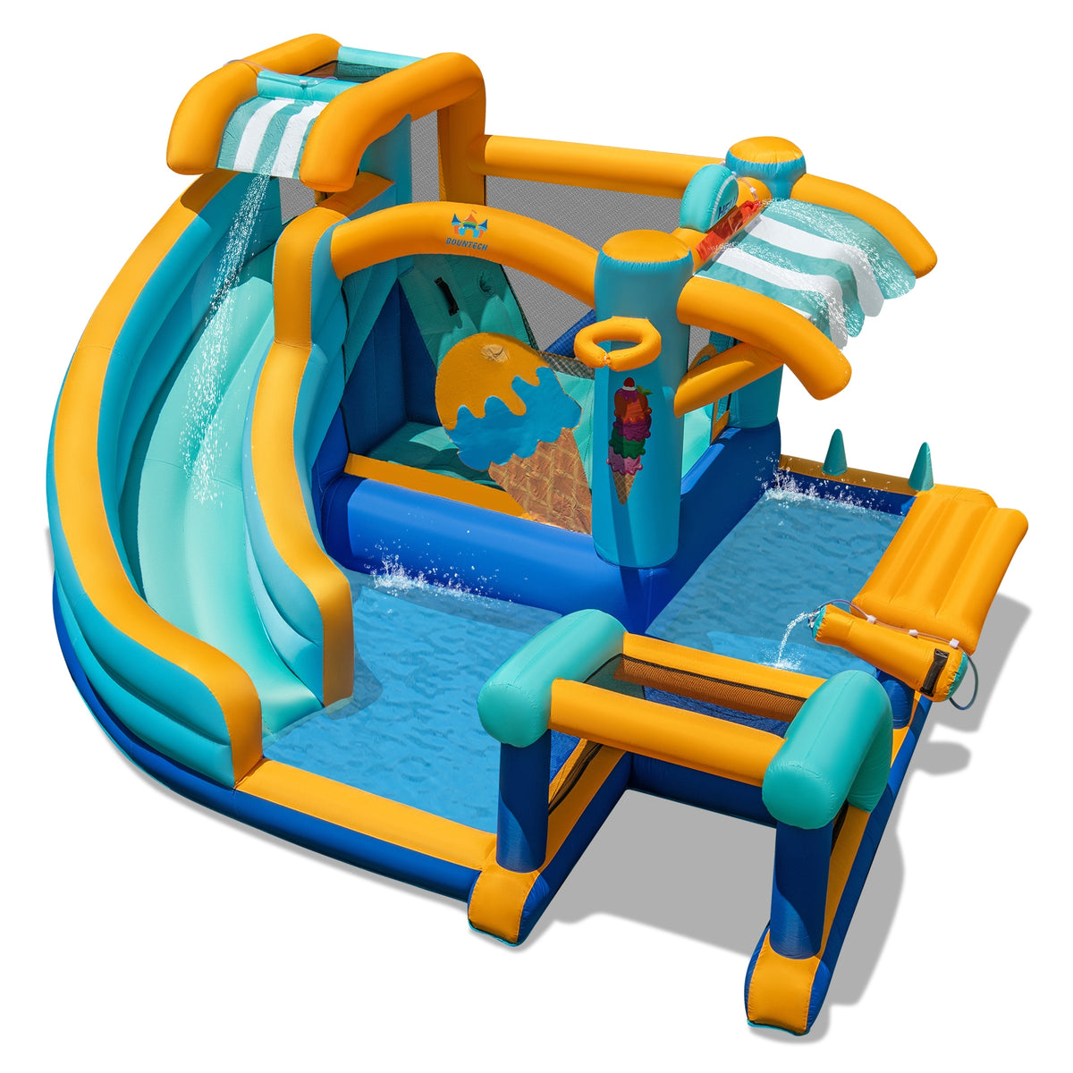 Château gonflable 8-en-1 avec toboggan aquatique et soufflerie de 735 W