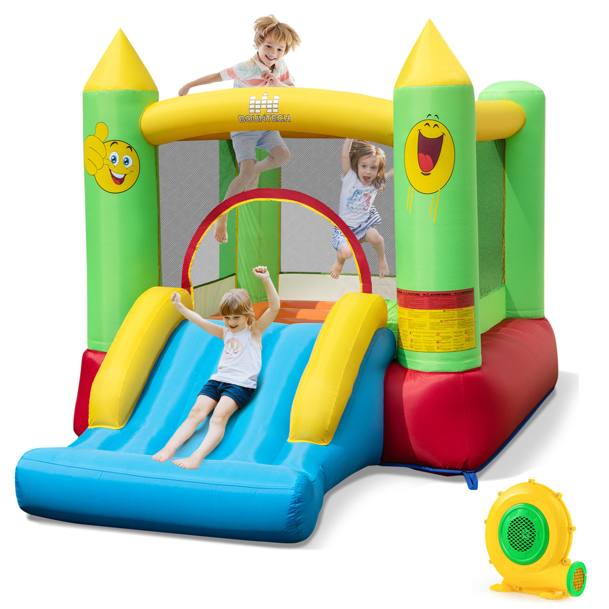 Inflatable Bounce House with Slide and 480W Blower - 117" x 80"
