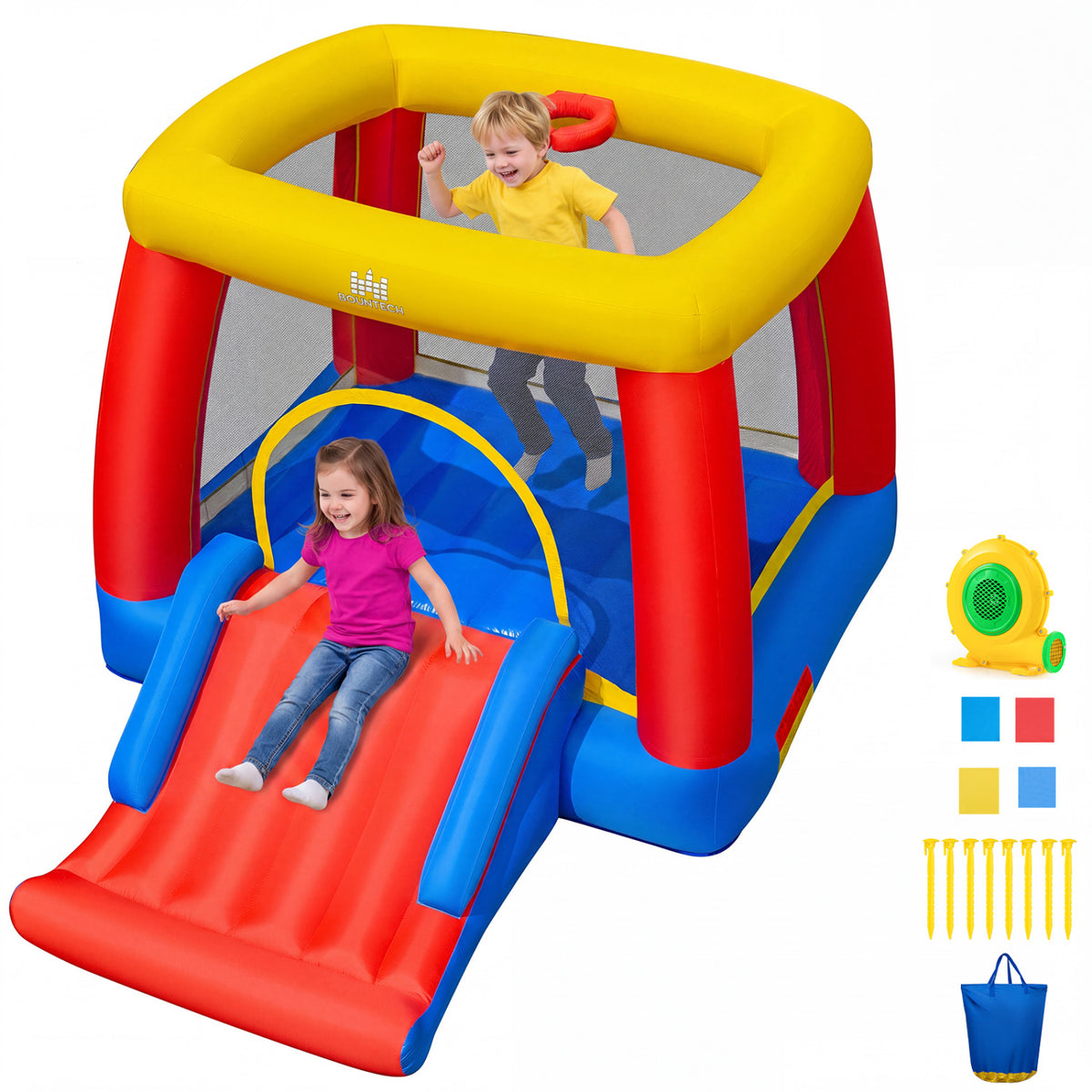 3-in-1 Inflatable Bounce House with 480W Blower - 9x12x7 ft