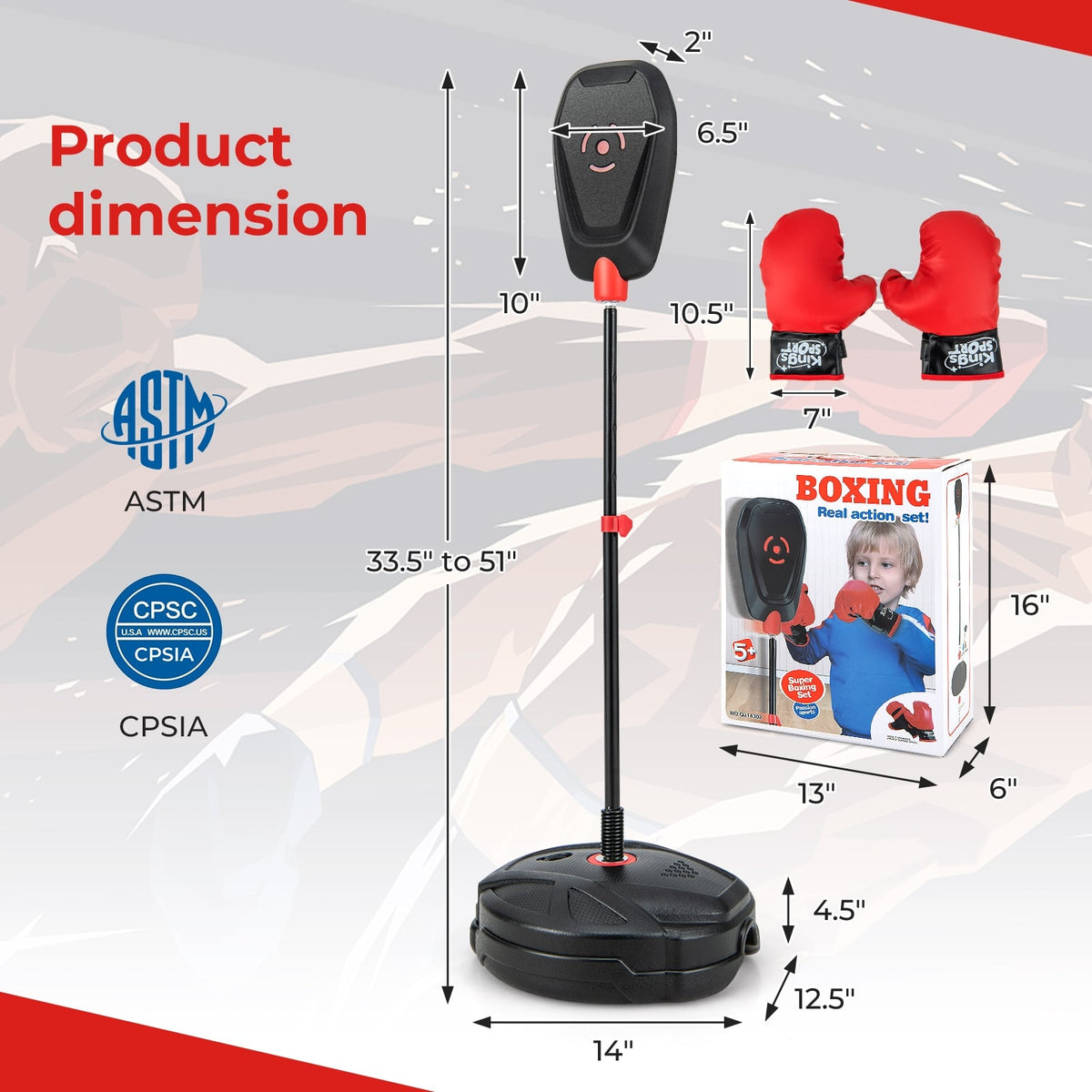 Inflation-Free Boxing set with Punching Bag and Boxing Gloves Quick Rebound Design for 5+ Years Old Kids-Boxing & Martial Arts-DECOROLALA