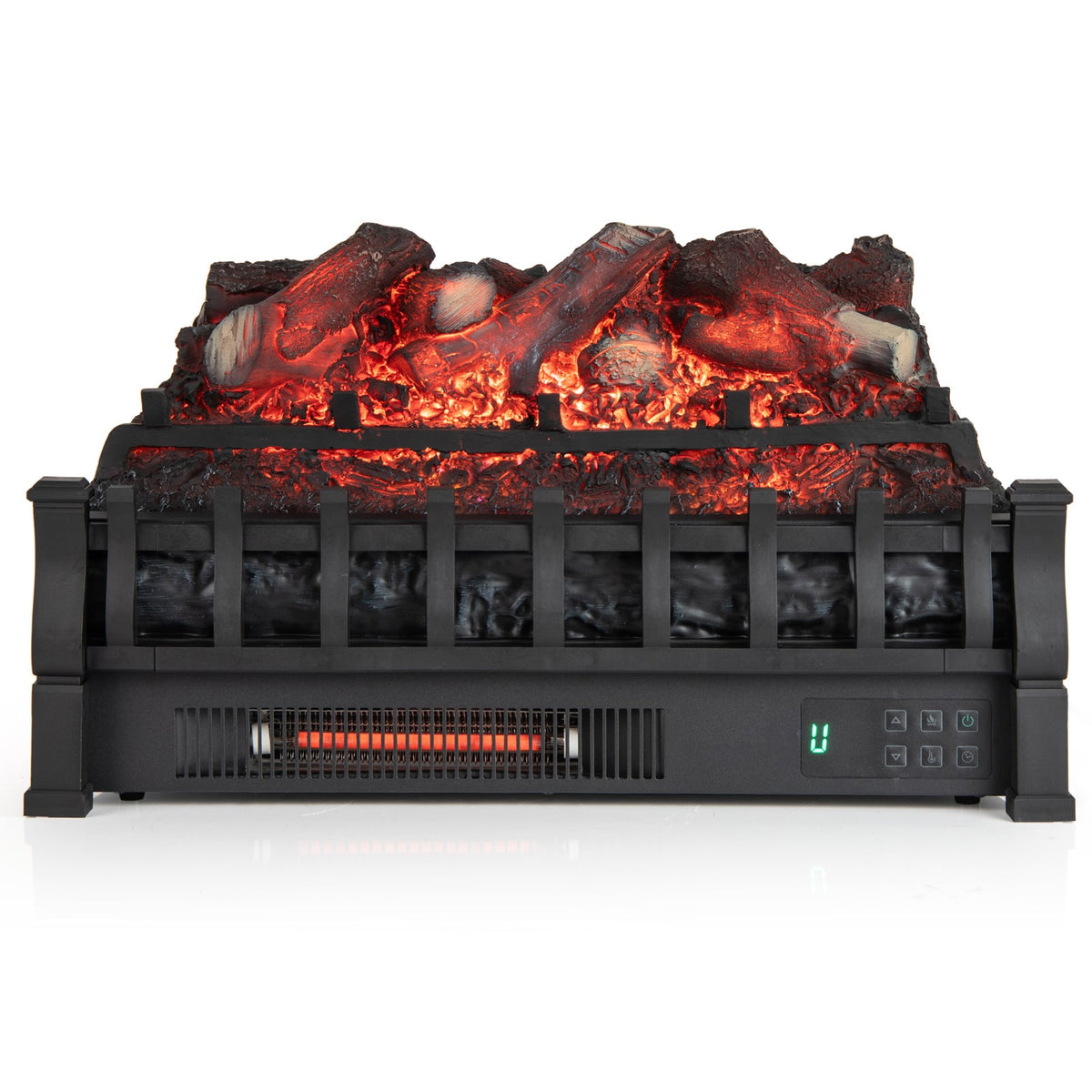 Infrared Quartz Electric Fireplace with Adjustable 3D Flame Colors and Overheat Protection-Black-Fireplaces-DECOROLALA