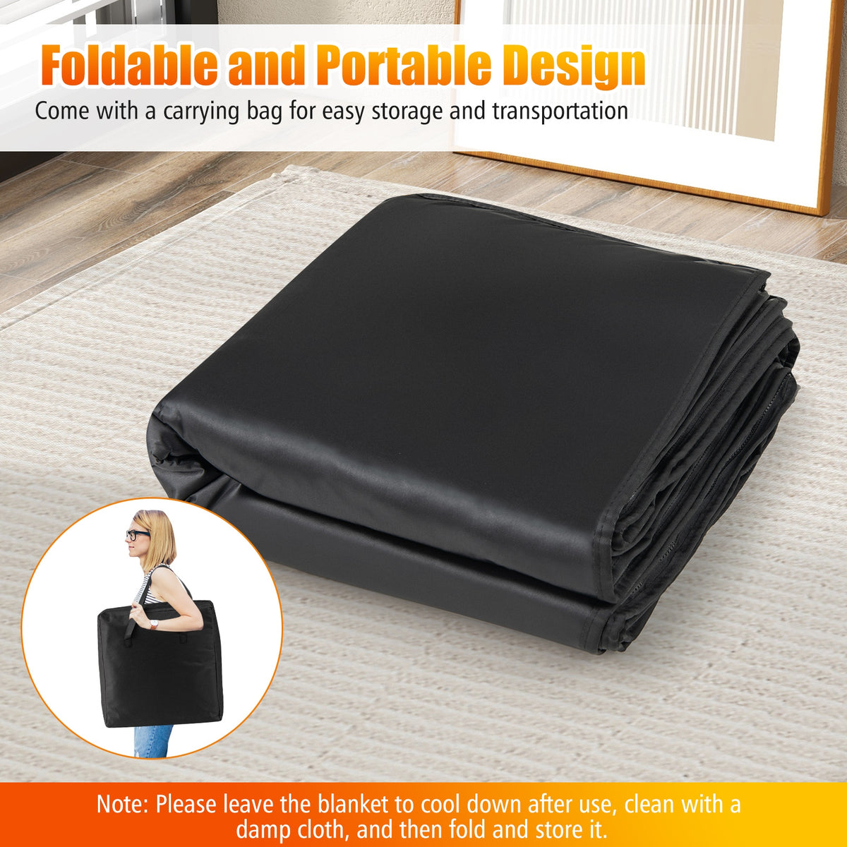 Infrared Sauna Blanket for Home Use with Arm Sleeves Wraps and Carry Bag-Black-Saunas-DECOROLALA