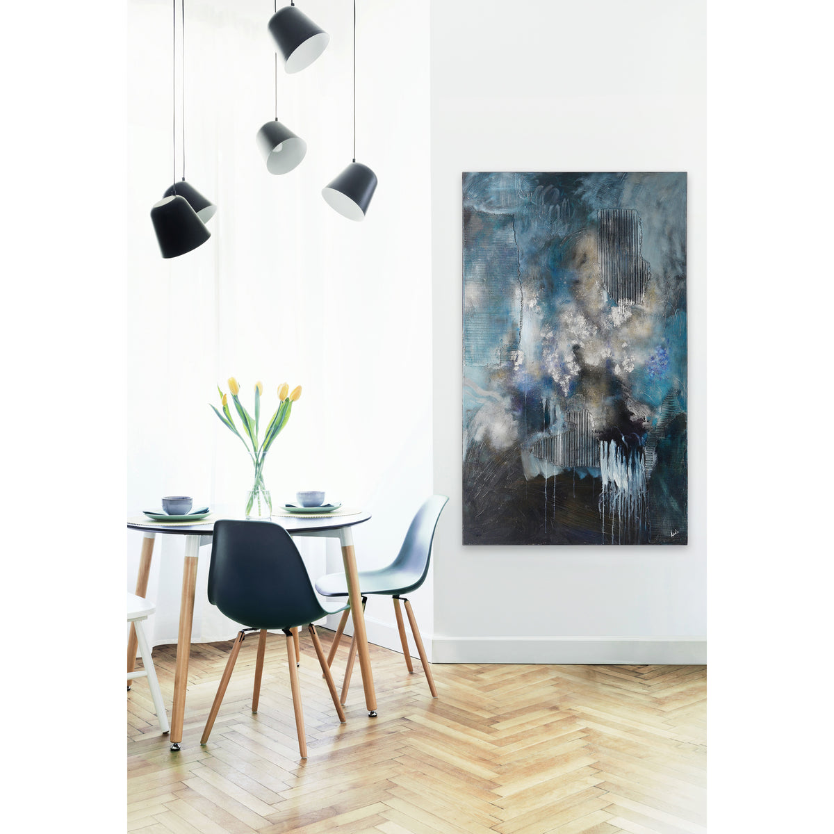 Infusion 40" Wide Canvas Art, Black-Canvas Prints-DECOROLALA