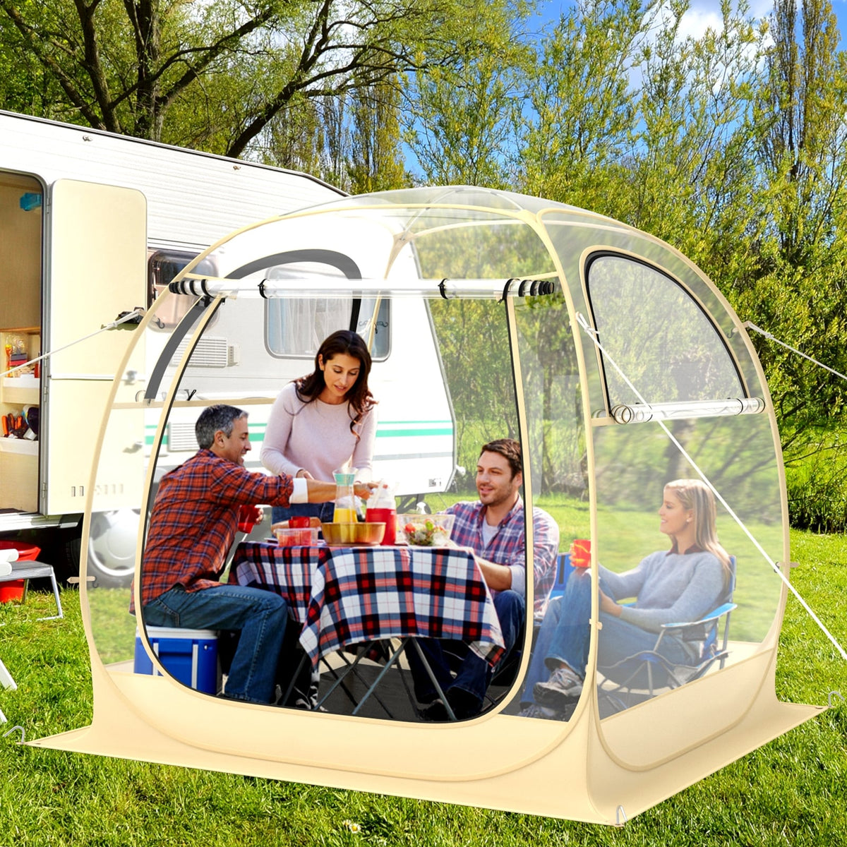 Instant Pop up Sports Tent with Carrying Bag and Floor Mat for 1-2/5-6 People-M-Tents-DECOROLALA