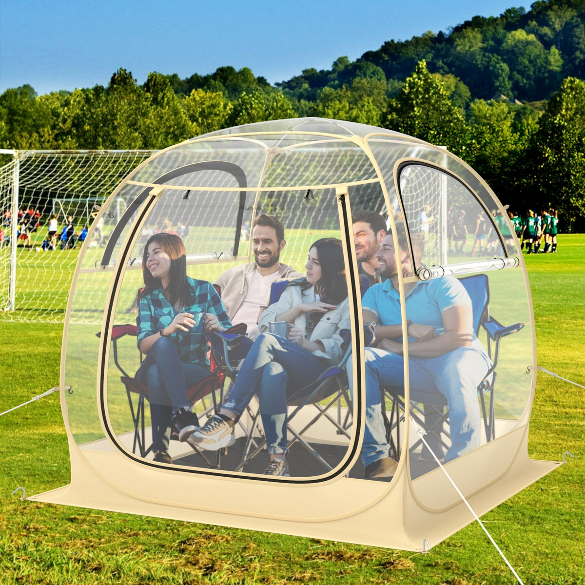 Instant Pop up Sports Tent with Carrying Bag and Floor Mat for 1-2/5-6 People-M-Tents-DECOROLALA