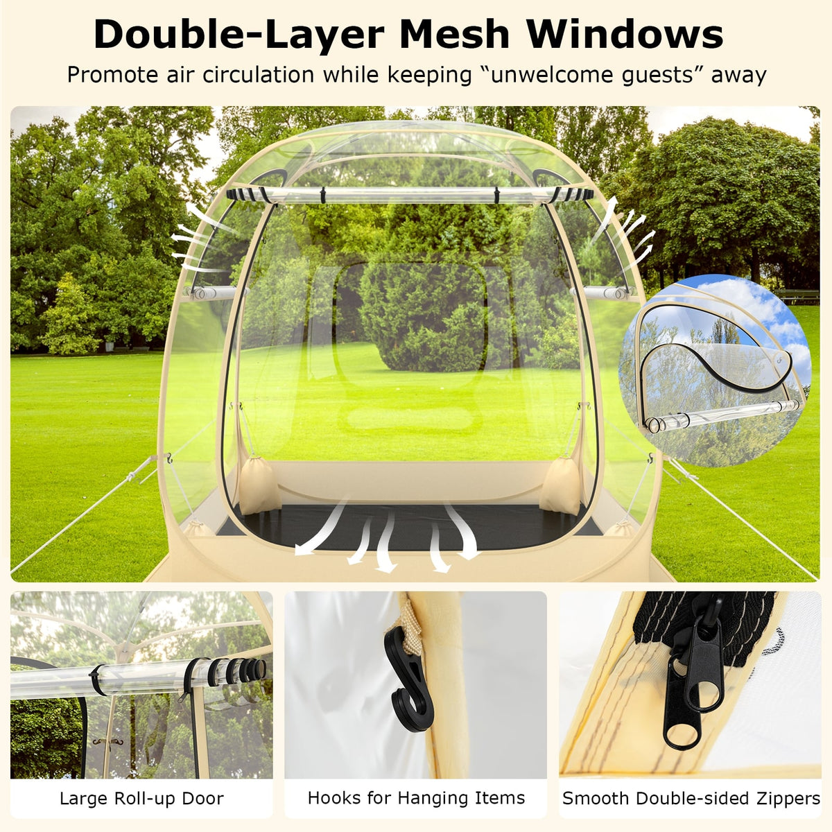 Instant Pop up Sports Tent with Carrying Bag and Floor Mat for 1-2/5-6 People-M-Tents-DECOROLALA