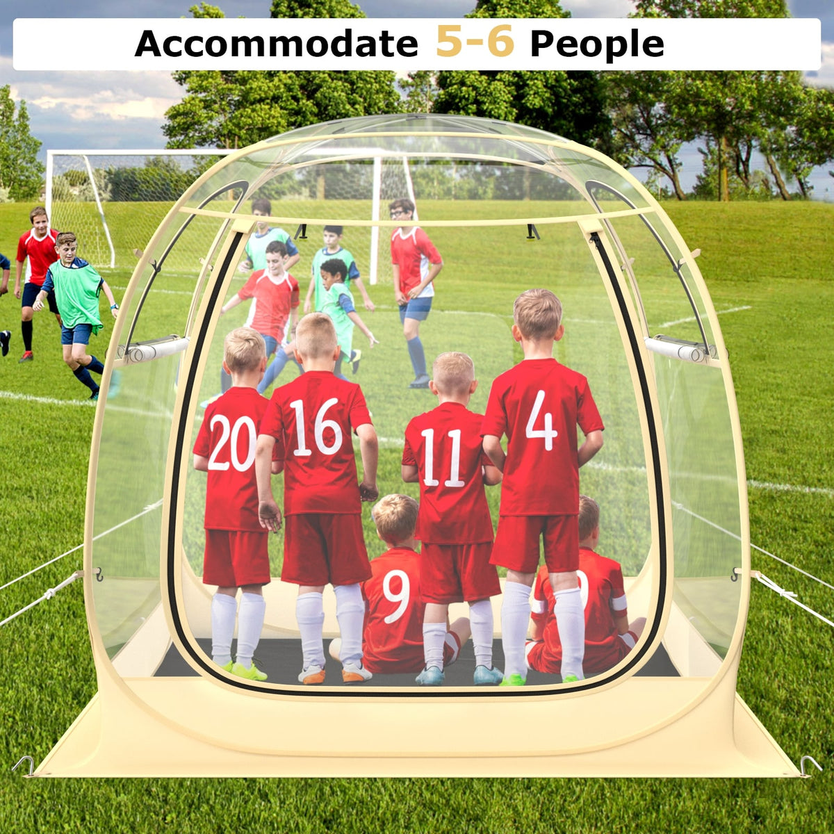 Instant Pop up Sports Tent with Carrying Bag and Floor Mat for 1-2/5-6 People-M-Tents-DECOROLALA