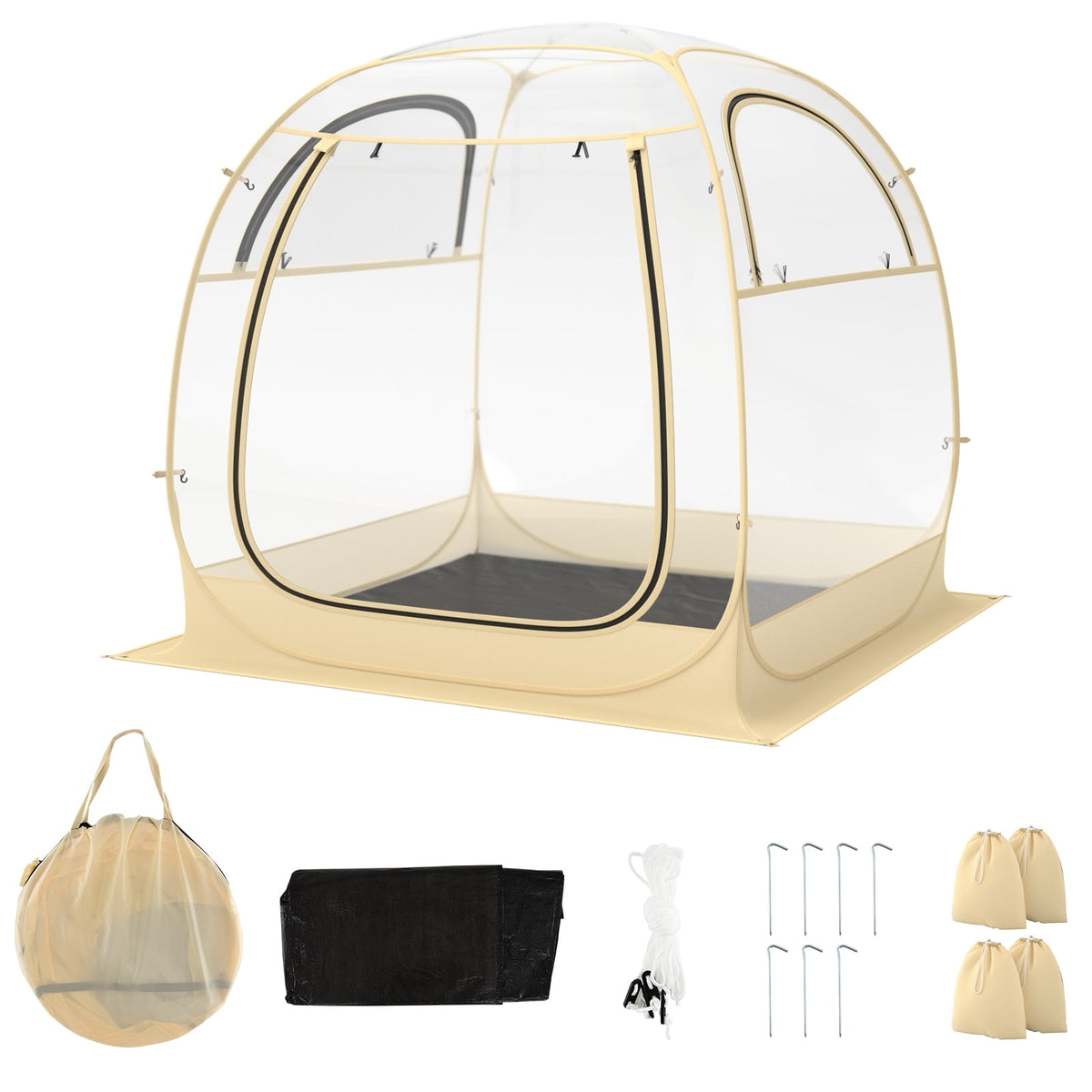Instant Pop up Sports Tent with Carrying Bag and Floor Mat for 1-2/5-6 People-M-Tents-DECOROLALA