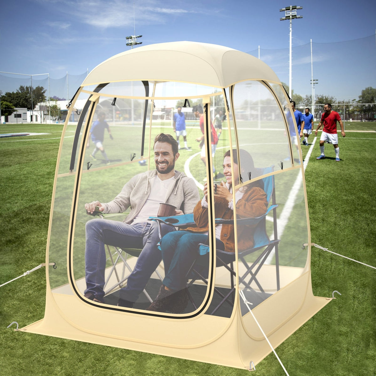 Instant Pop up Sports Tent with Carrying Bag and Floor Mat for 1-2/5-6 People-S-Tents-DECOROLALA