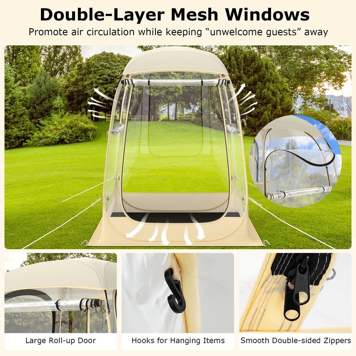 Instant Pop up Sports Tent with Carrying Bag and Floor Mat for 1-2/5-6 People-S-Tents-DECOROLALA