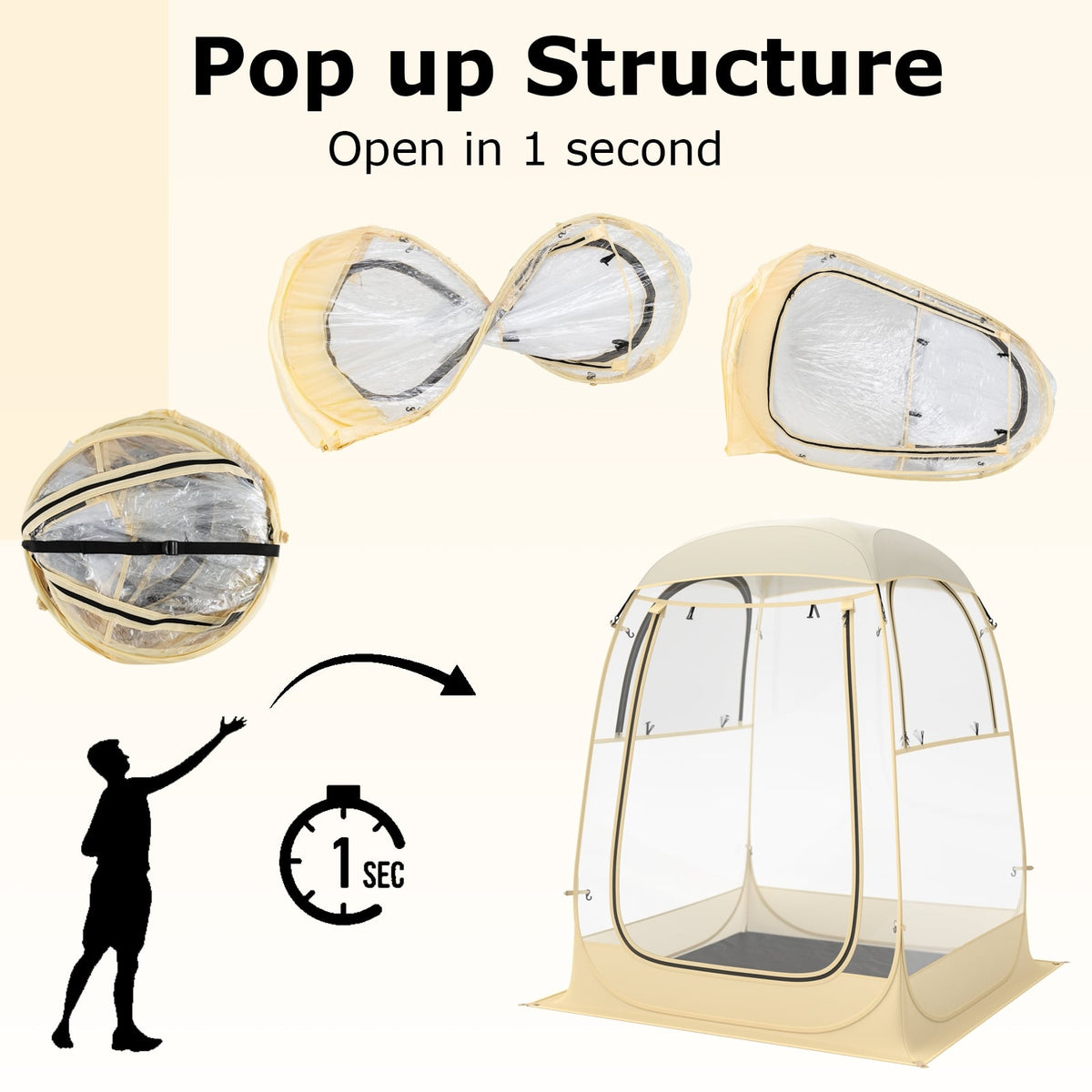 Instant Pop up Sports Tent with Carrying Bag and Floor Mat for 1-2/5-6 People-S-Tents-DECOROLALA