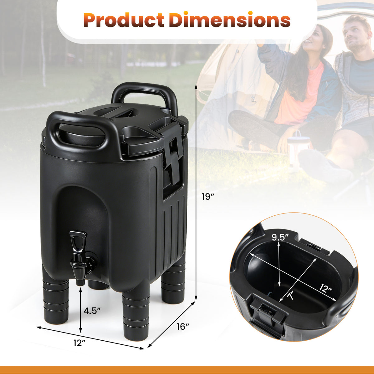 Insulated Beverage Dispensers Set of 2 Hot and Cold Drink Server Carriers with Ergonomic Handles-Black-Beverage Dispensers-DECOROLALA