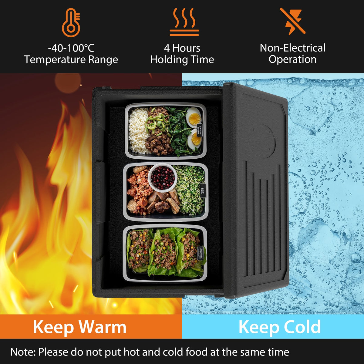 Insulated Food Pan Carrier 49 Qt Top Load Stackable Hot Box with Built-in Handles-Kitchen Appliances-DECOROLALA