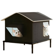 Insulated Outdoor Cat Shelter Lodge - Black Oxford Cloth-Pet Accessory-DECOROLALA