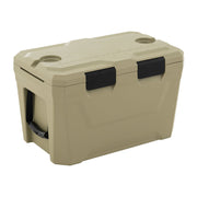 Insulated Portable Cooler Hard Shell Ice Chest with 2 Cup Holders Bottle Opener and Drain Plug-Sand Color-Coolers-DECOROLALA