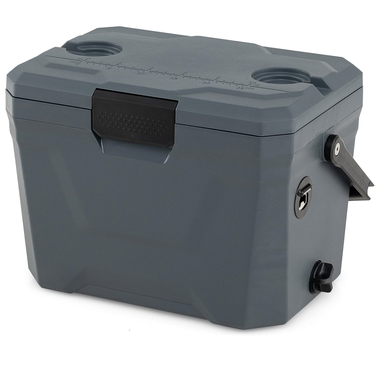 Insulated Portable Cooler Hard Shell Ice Chest with 2 Cup Holders-Gray-Coolers-DECOROLALA
