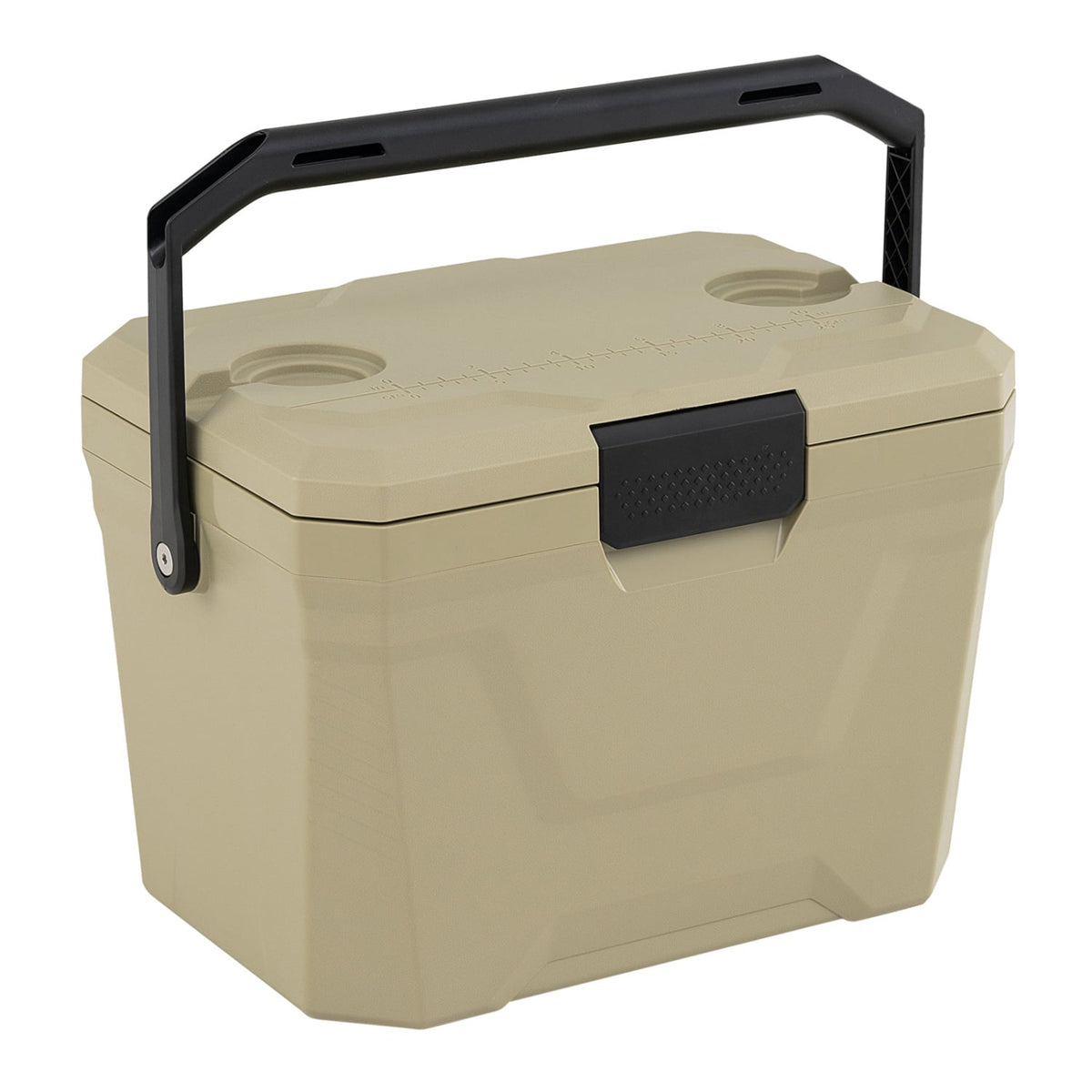 Insulated Portable Cooler Hard Shell Ice Chest with 2 Cup Holders-Sand Color-Coolers-DECOROLALA