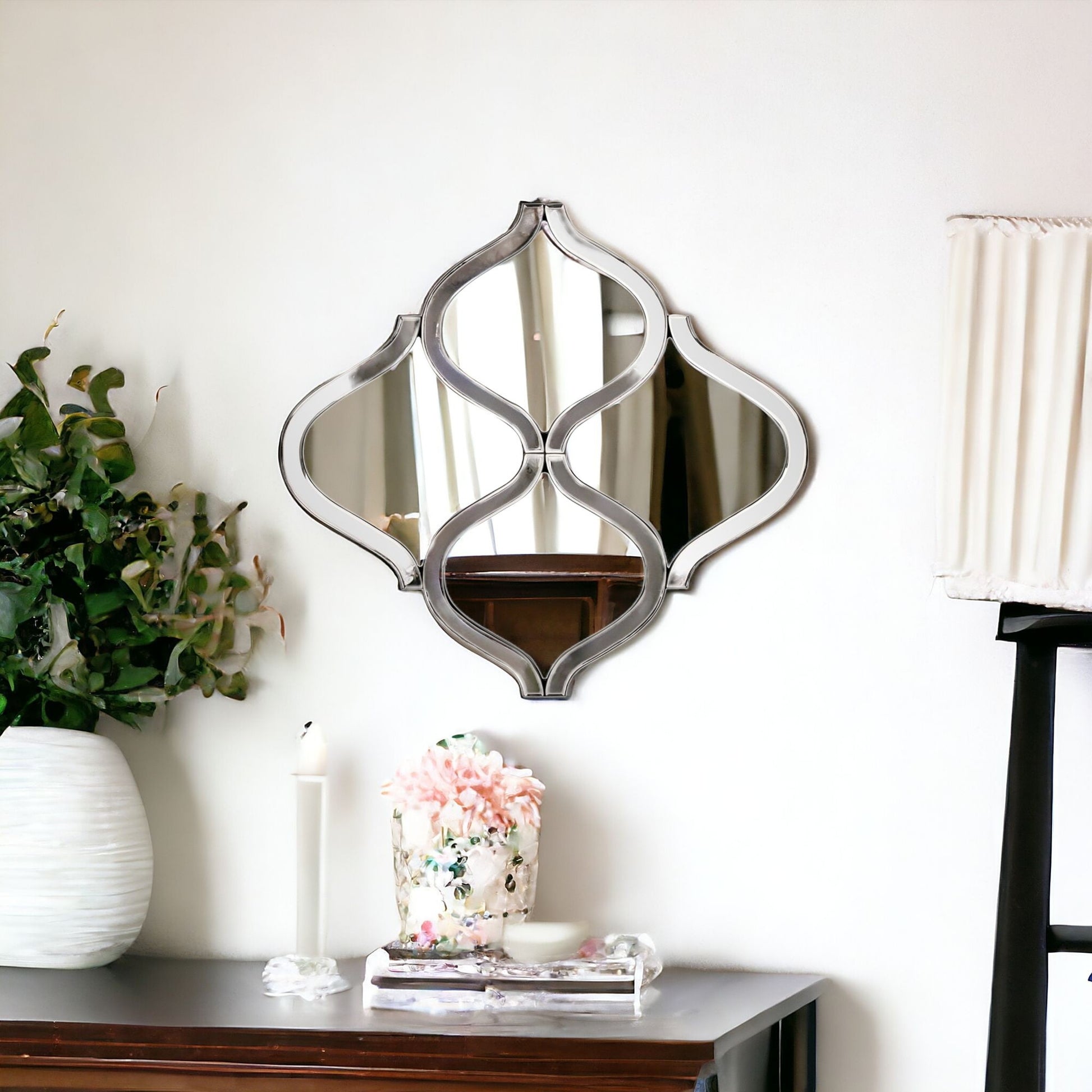Interlocking Mirrored Curved Shapes With Beveled Edge-Mirrors-DECOROLALA