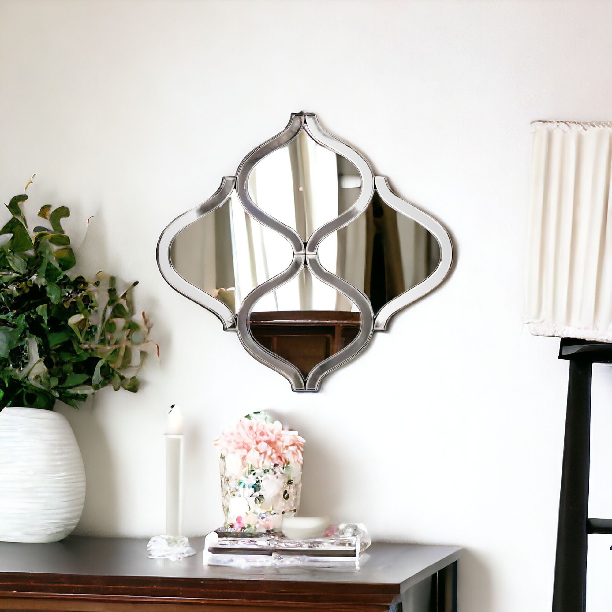 Interlocking Mirrored Curved Shapes With Beveled Edge-Mirrors-DECOROLALA