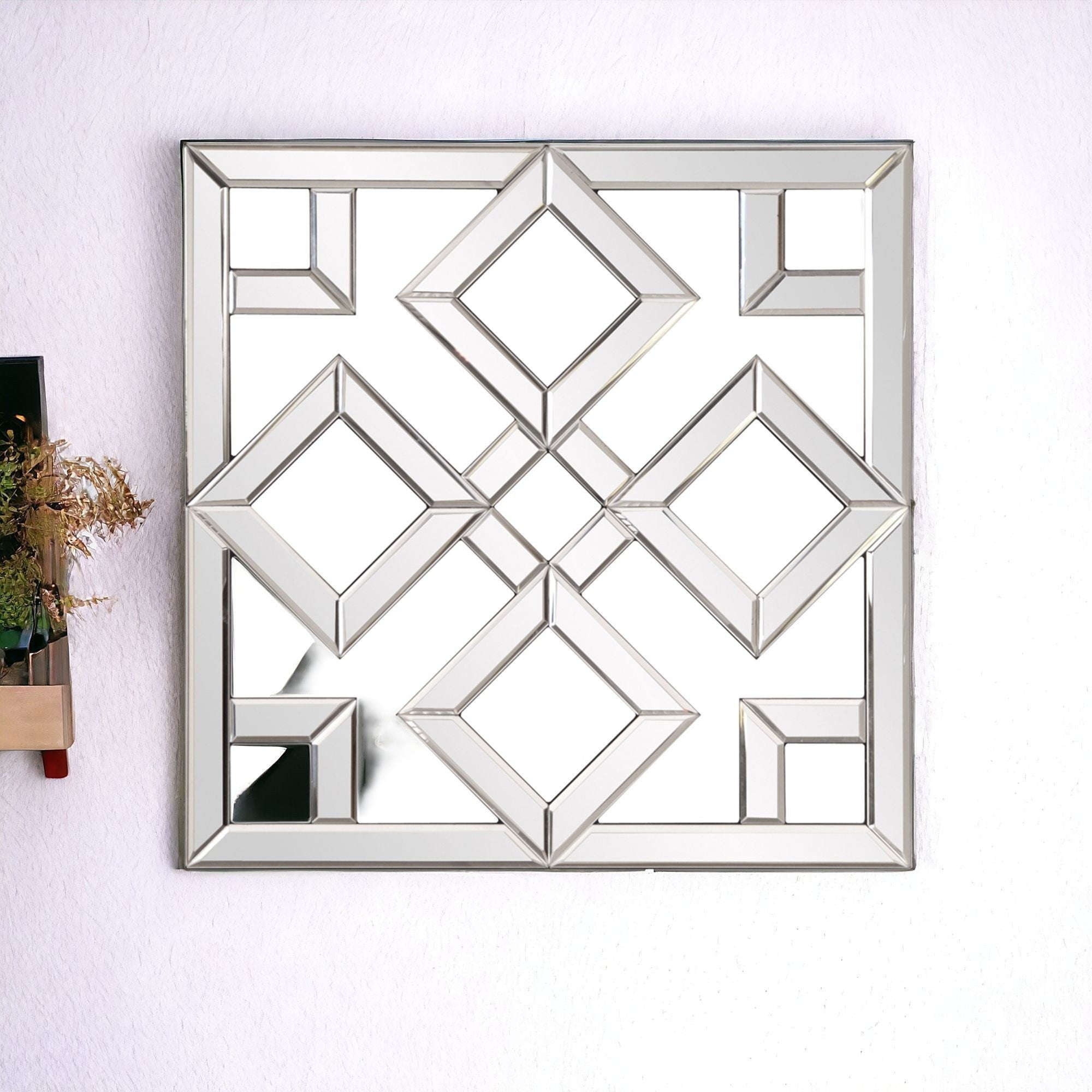 Interlocking Mirrored Squares With Lattice Design-Mirrors-DECOROLALA