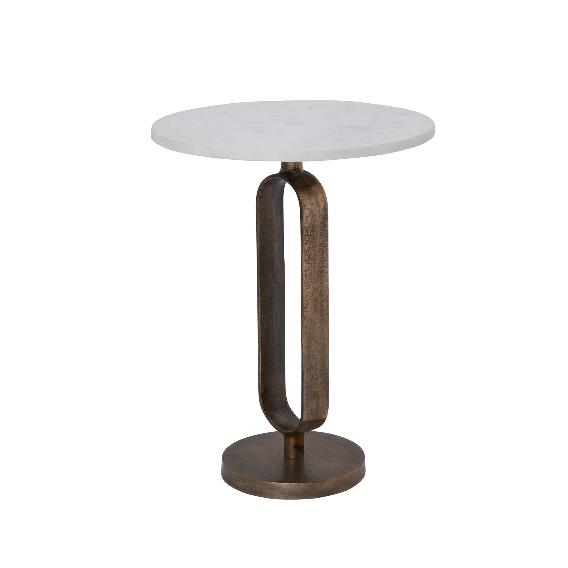 Irene Indoor Cast Aluminum Side Table, Antique Brass-End Table-DECOROLALA