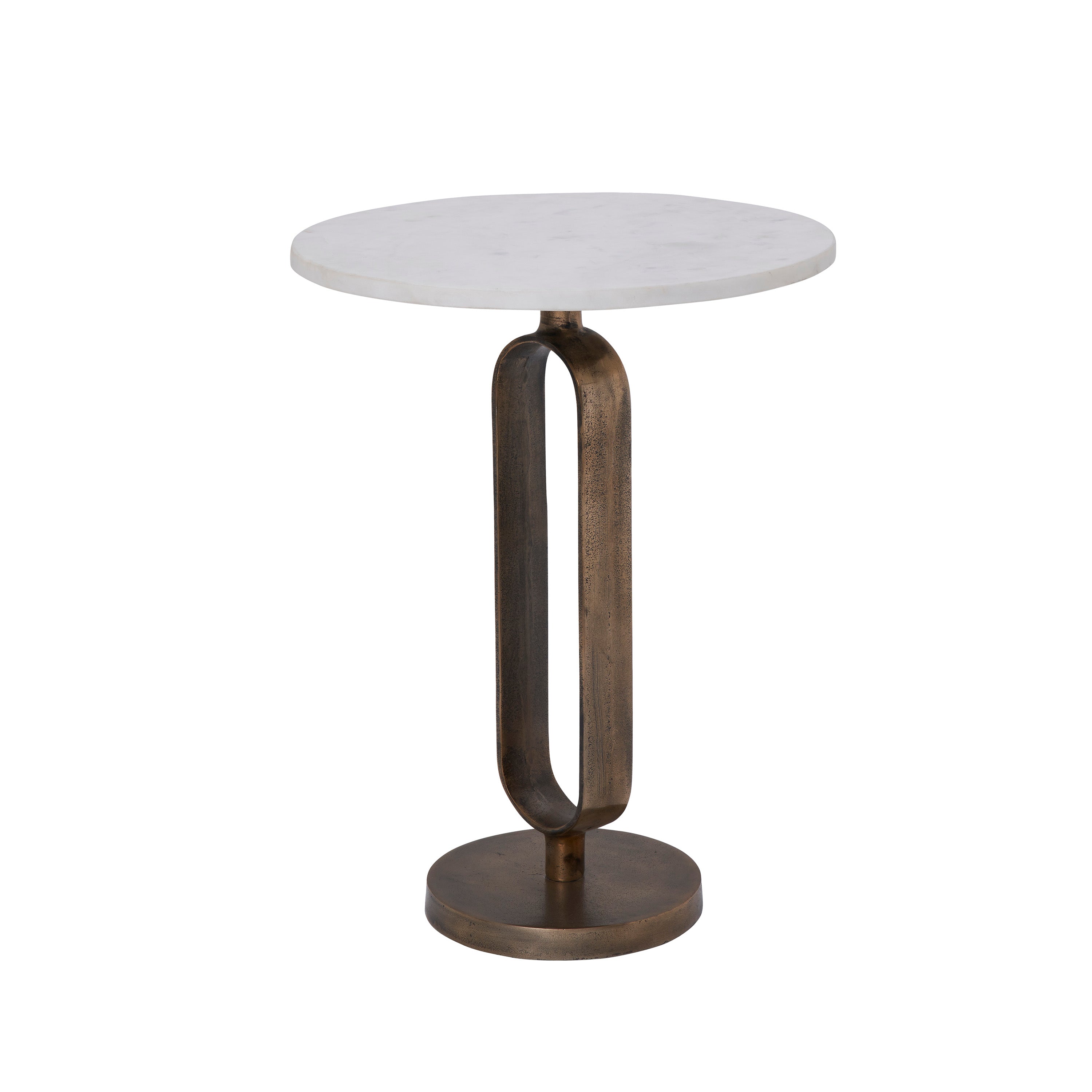 Irene Indoor Cast Aluminum Side Table, Antique Brass-End Table-DECOROLALA