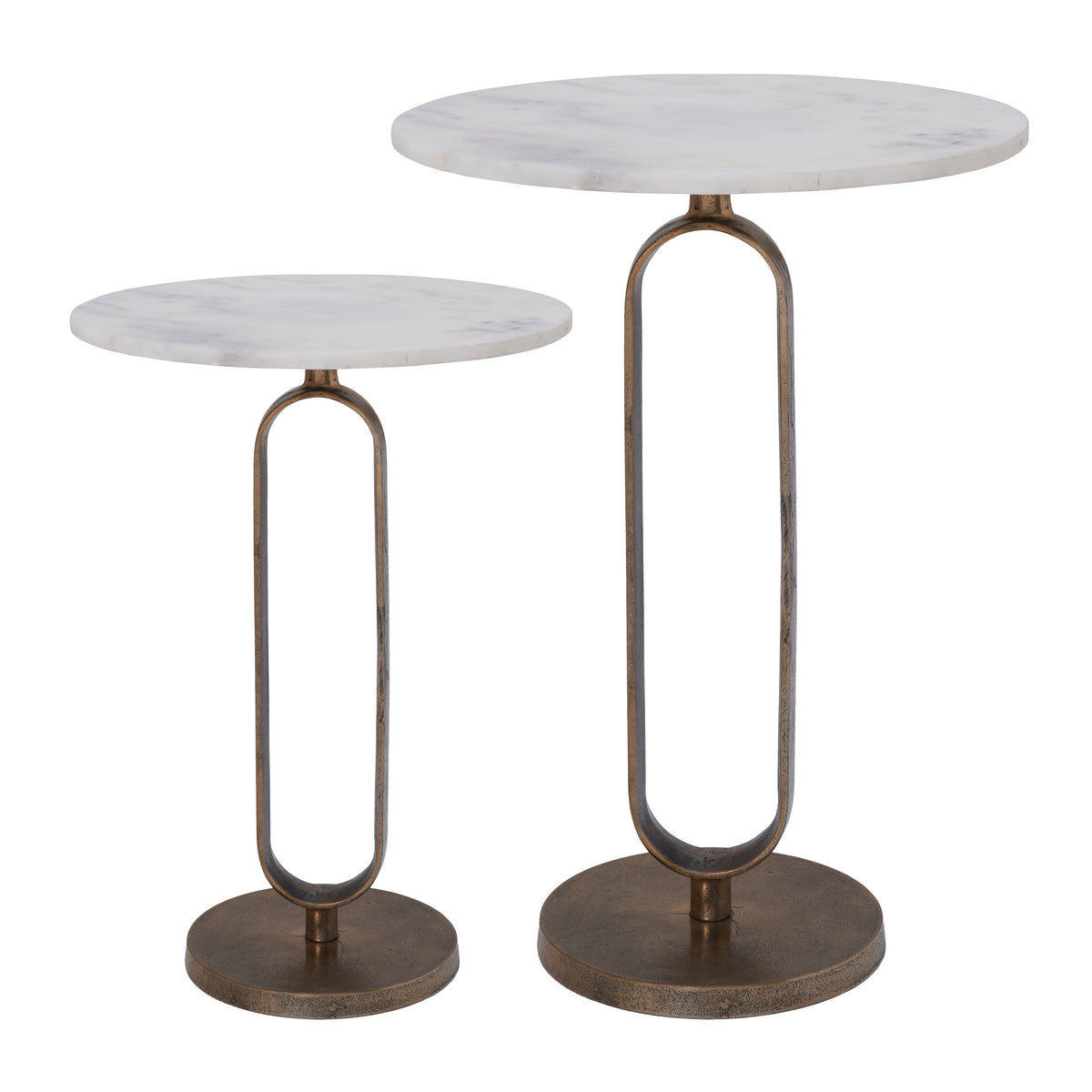 Irene Indoor Cast Aluminum Side Table, Antique Brass-End Table-DECOROLALA