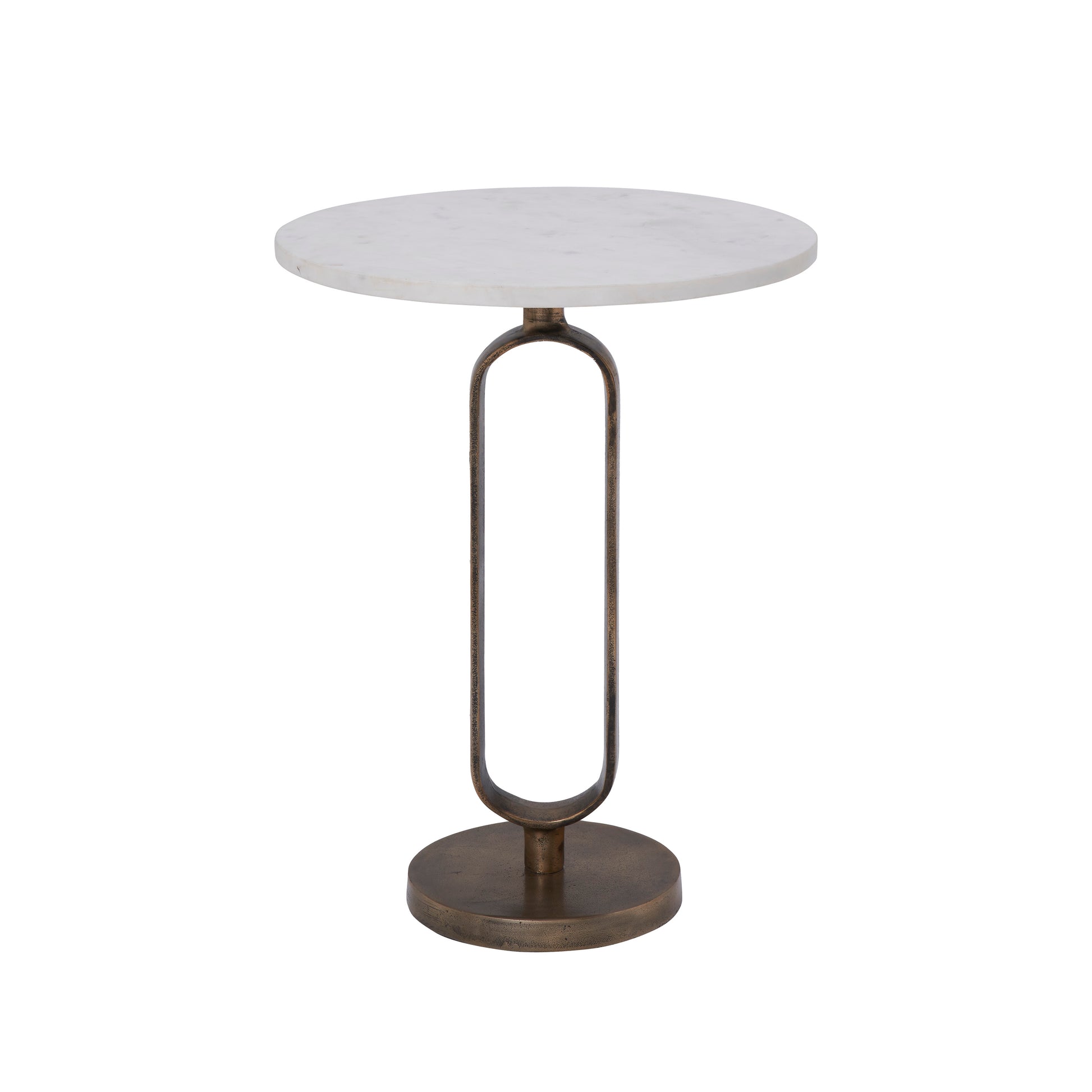 Irene Indoor Cast Aluminum Side Table, Antique Brass-End Table-DECOROLALA