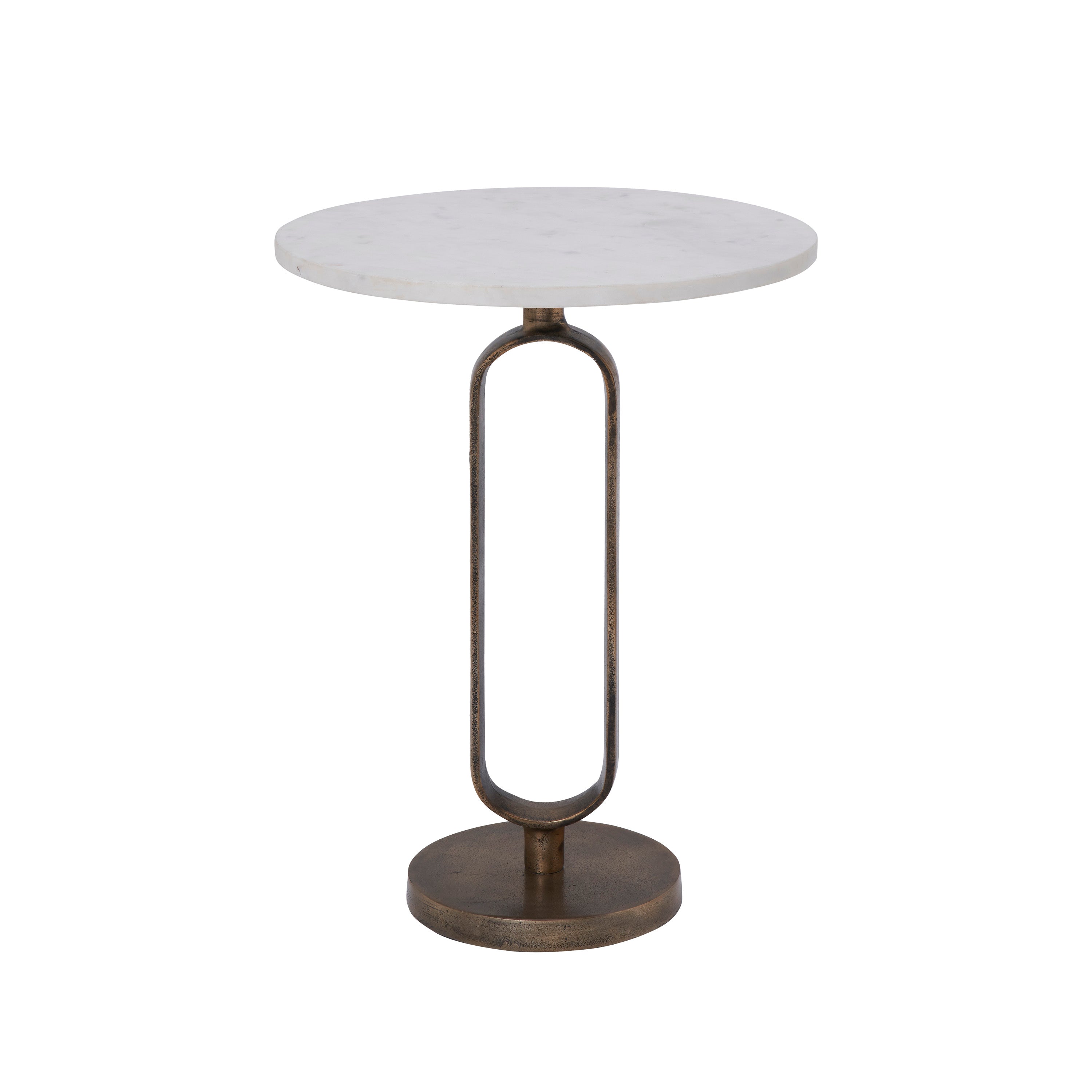 Irene Indoor Cast Aluminum Side Table, Antique Brass-End Table-DECOROLALA