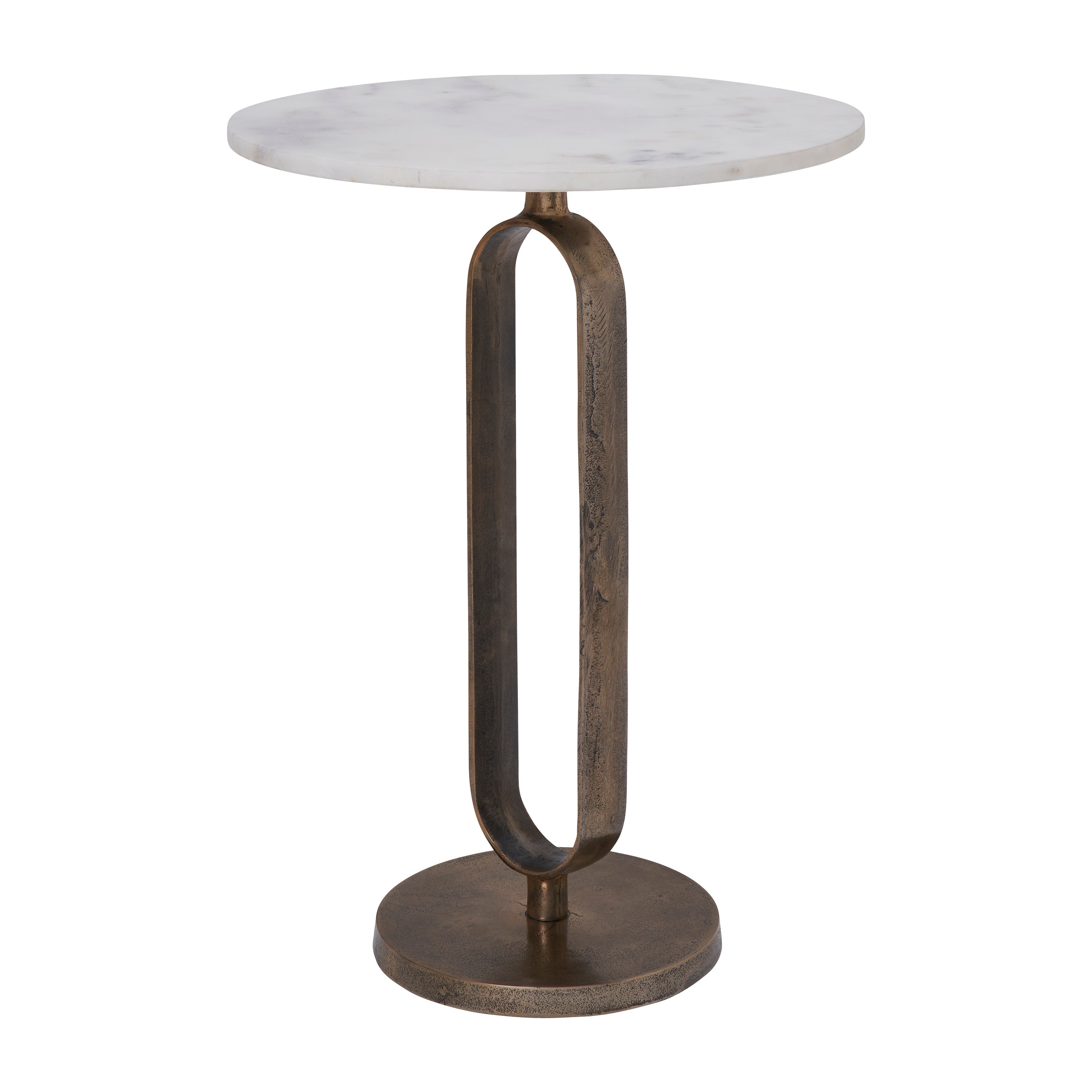 Irene Indoor Cast Aluminum Side Table, Antique Brass-End Table-DECOROLALA