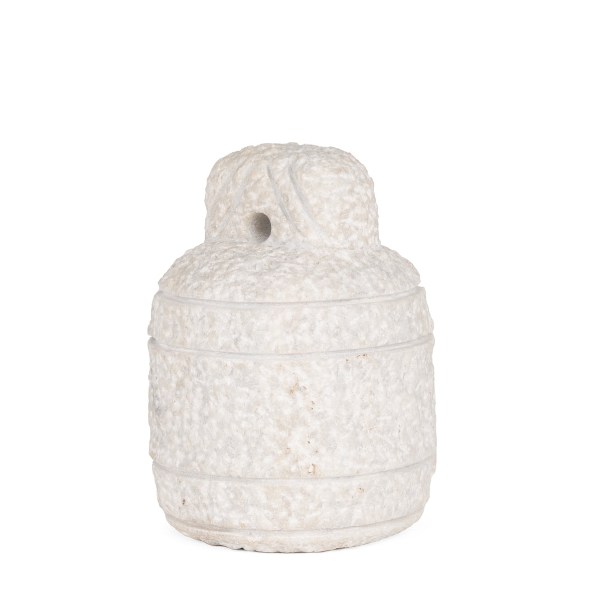 Irina Small White and Gray Banswara Marble Door Stopper-Objects-DECOROLALA