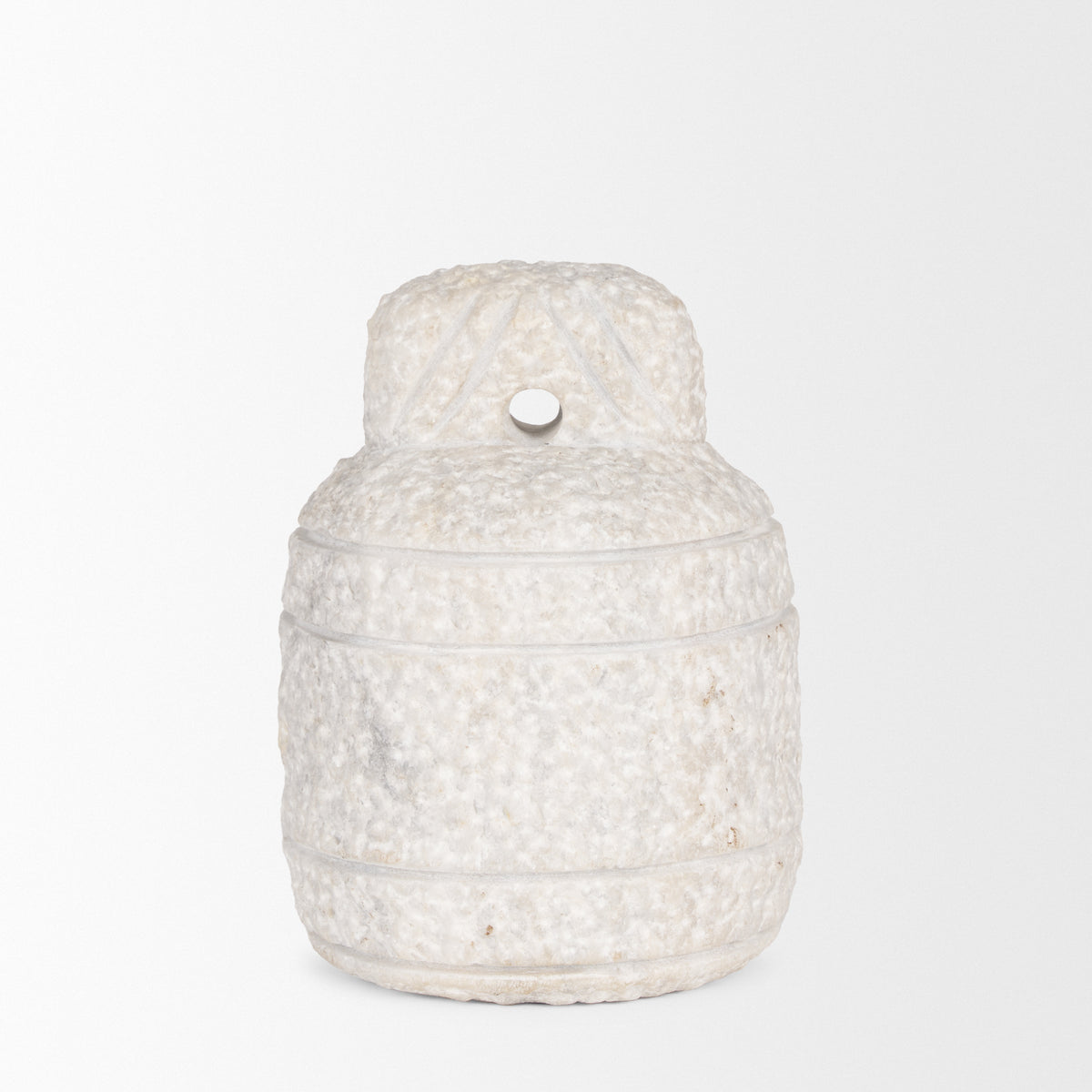 Irina Small White and Gray Banswara Marble Door Stopper-Objects-DECOROLALA
