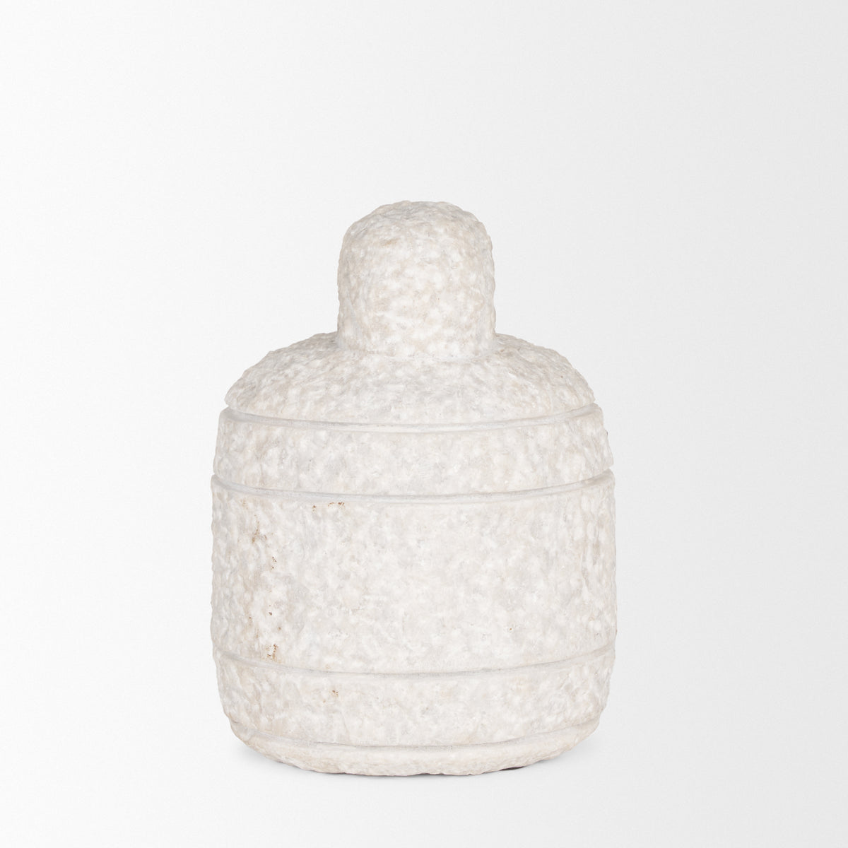 Irina Small White and Gray Banswara Marble Door Stopper-Objects-DECOROLALA