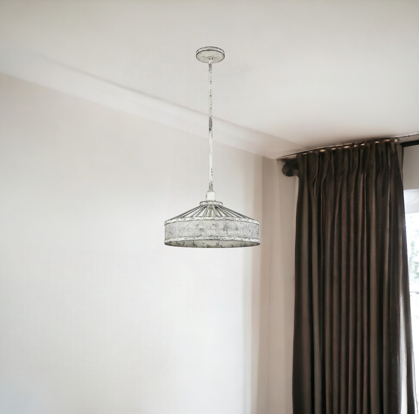 Iris 1-Light Aged Ivory Pendant-Pendants-Hanging Lights-DECOROLALA