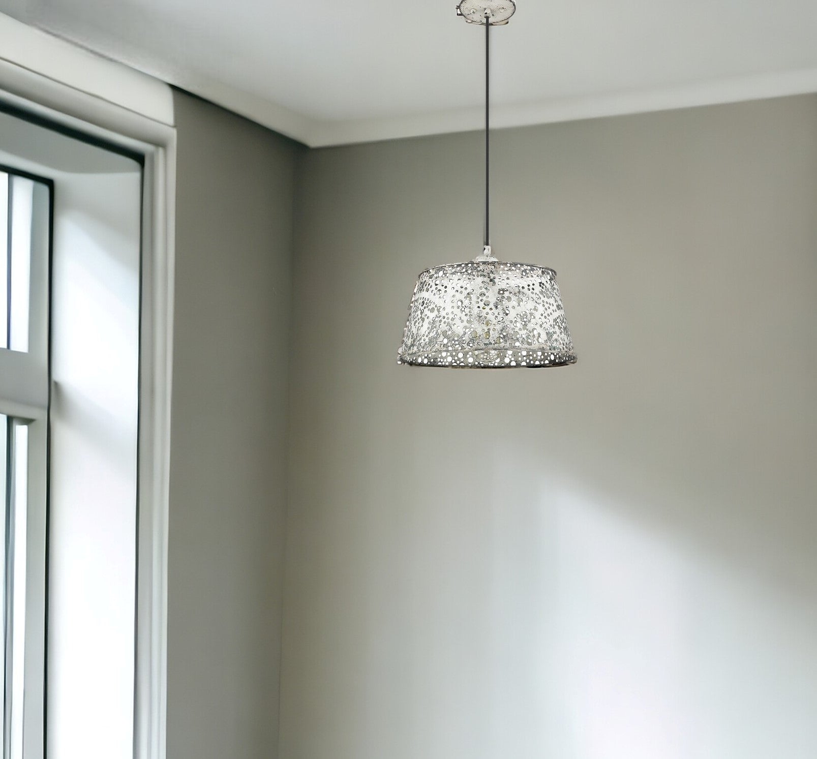 Iris 1-Light Aged Ivory Pendant-Pendants-Hanging Lights-DECOROLALA