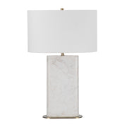 Irisa 27" Tall Plated Antique Brushed Brass Iron Table Lamp with Drum Linen Shade-Table Lamp-DECOROLALA