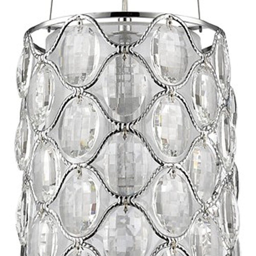 Isabella 1-Light Polished Nickel Drum Pendant With Crystal Accents-Pendants-Hanging Lights-DECOROLALA