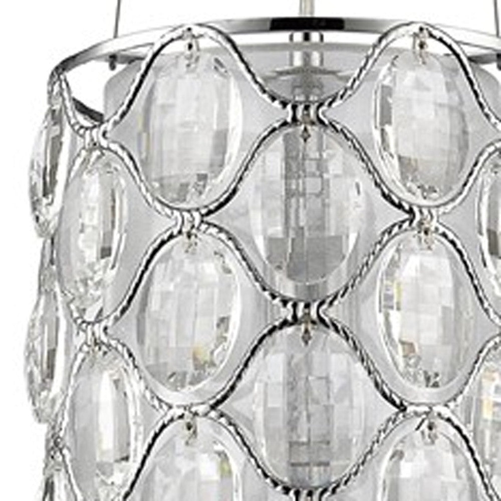 Isabella 1-Light Polished Nickel Drum Pendant With Crystal Accents-Pendants-Hanging Lights-DECOROLALA