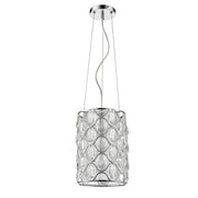 Isabella 1-Light Polished Nickel Drum Pendant With Crystal Accents-Pendants-Hanging Lights-DECOROLALA