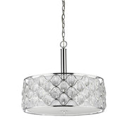Isabella 4-Light Polished Nickel Drum Pendant With Crystal Accents-Pendants-Hanging Lights-DECOROLALA