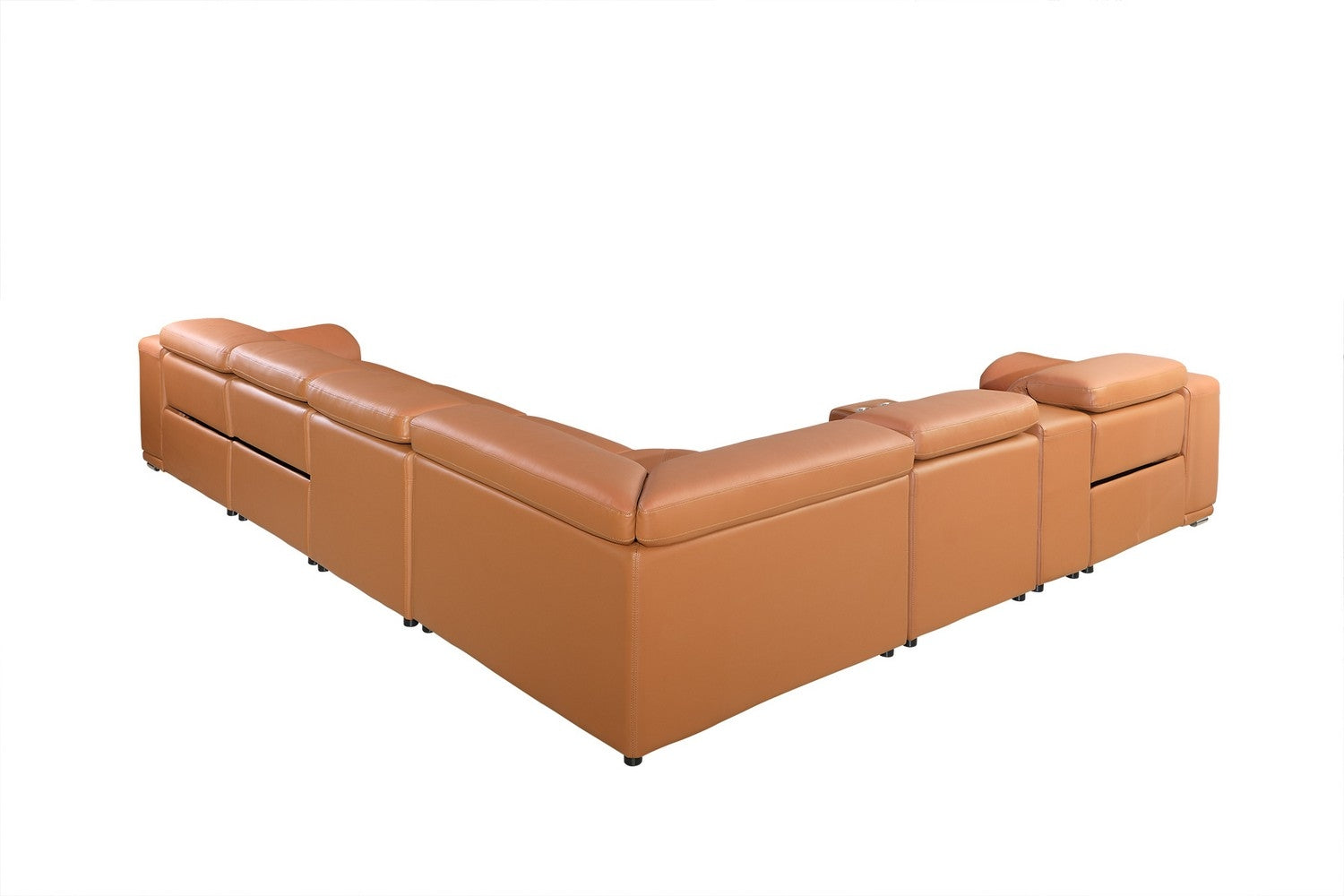 Italian Leather Power Reclining U Shaped Eight Piece Corner Sectional With Console-Sectionals-DECOROLALA