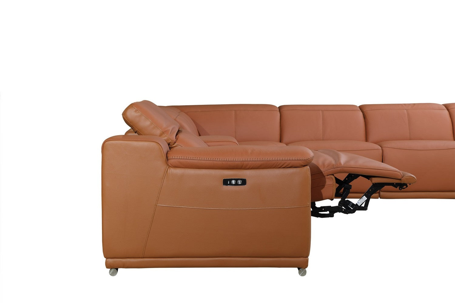Italian Leather Power Reclining U Shaped Eight Piece Corner Sectional With Console-Sectionals-DECOROLALA