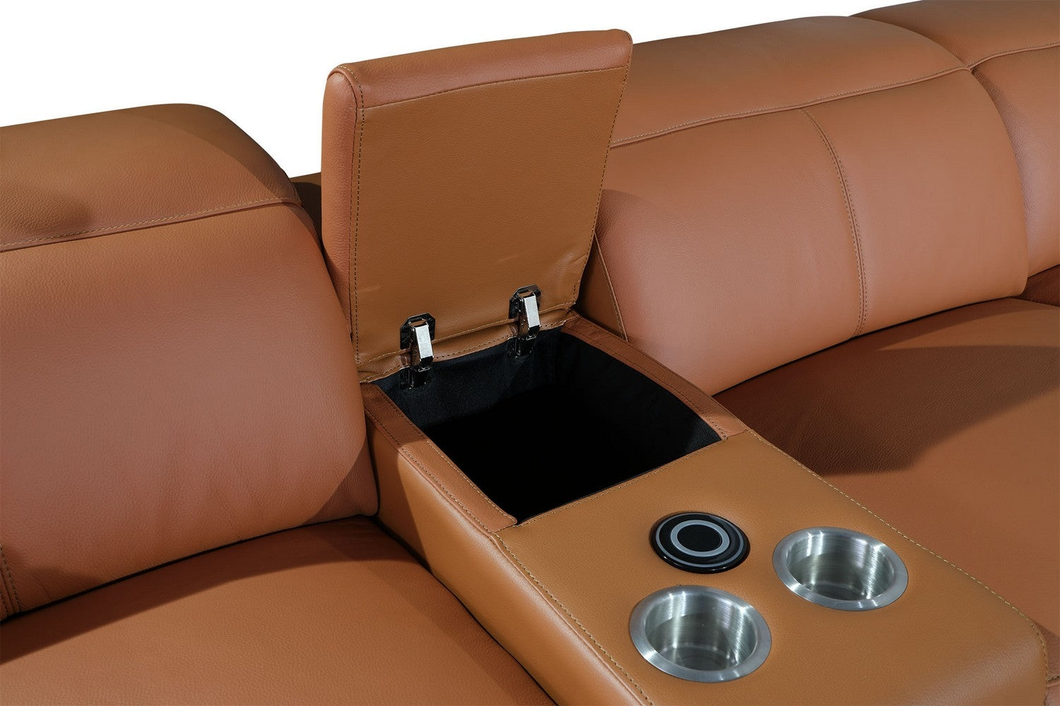 Italian Leather Power Reclining U Shaped Eight Piece Corner Sectional With Console-Sectionals-DECOROLALA