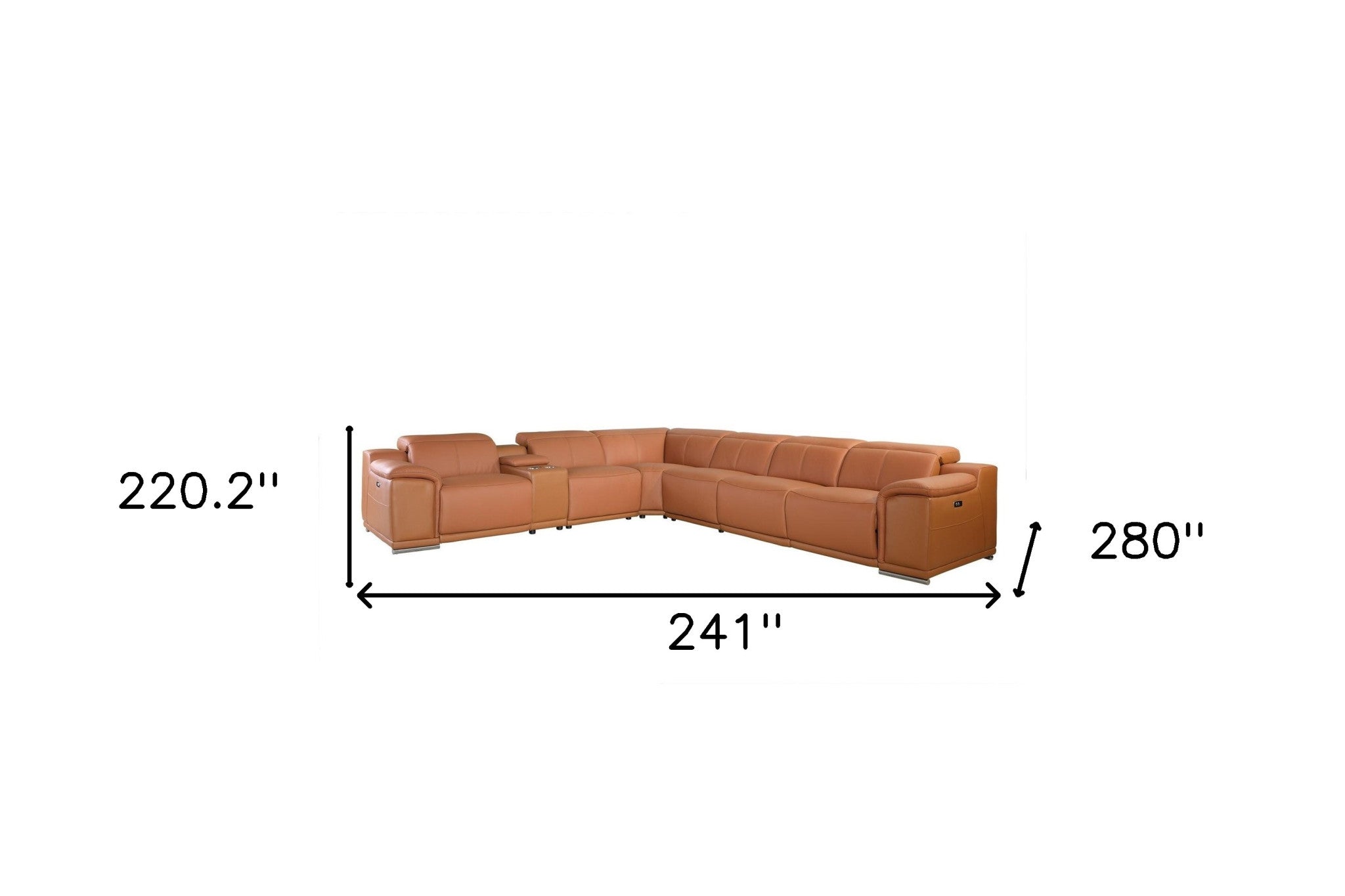 Italian Leather Power Reclining U Shaped Seven Piece Corner Sectional With Console-Sectionals-DECOROLALA